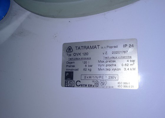 Výměna bojleru Tatramat 120l (kombinovaný)