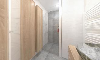 Návrh interiéru panelového bytu (koupelna, wc, předsíň)