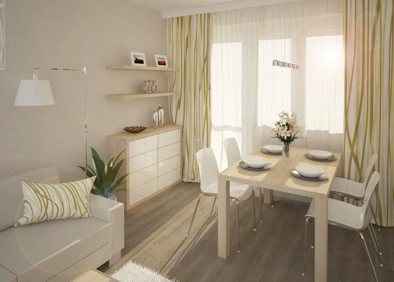 Návrh rekonstrukce části bytu - obývací pokoj, ložnice, chodba